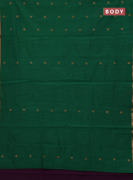 Green & Purple Semi Maheshwari Cotton - Buttas