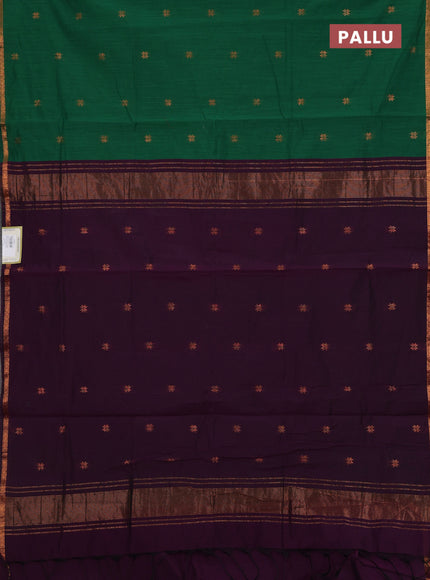 Green & Purple Semi Maheshwari Cotton - Buttas