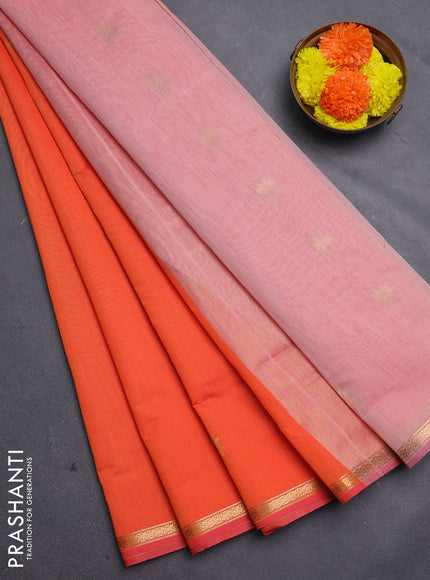 Orange & Peach Semi Maheshwari Cotton - Buttas
