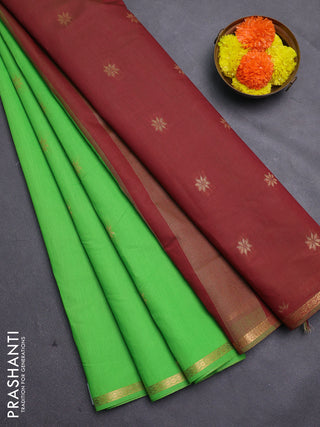 Green & Maroon Semi Maheshwari Cotton - Buttas