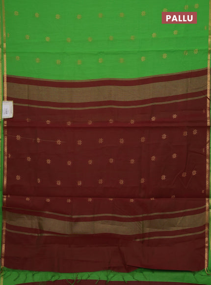 Green & Maroon Semi Maheshwari Cotton - Buttas