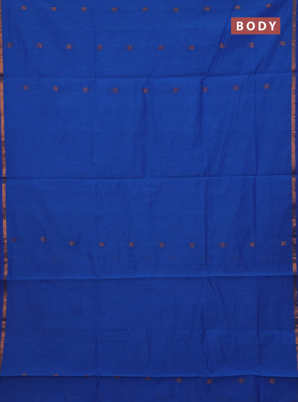 Blue & Navy Blue Semi Maheshwari Cotton - Buttas