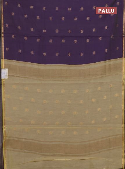 Violet & Cream Semi Maheshwari Cotton - Buttas