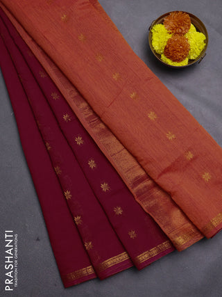 Maroon & Orange Semi Maheshwari Cotton - Buttas