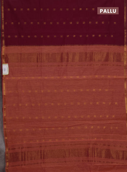Maroon & Orange Semi Maheshwari Cotton - Buttas