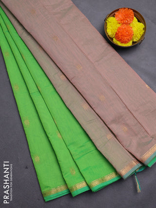 Beige & Green Semi Maheshwari Cotton - Buttas