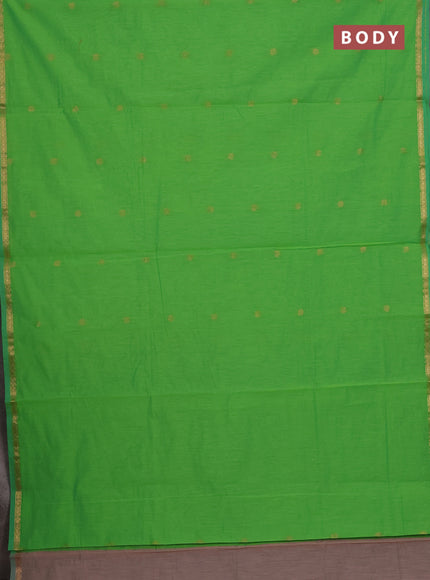 Beige & Green Semi Maheshwari Cotton - Buttas