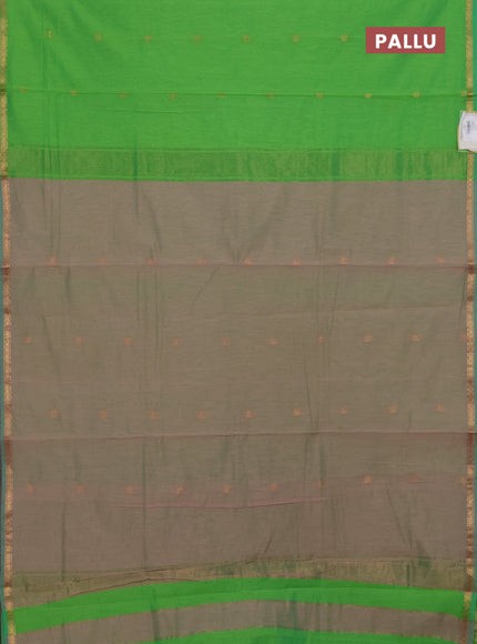 Beige & Green Semi Maheshwari Cotton - Buttas