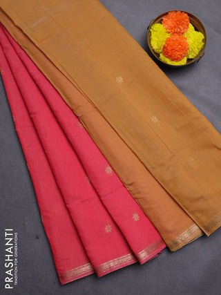 Mustard Yellow & Red Semi Maheshwari Cotton - Buttas