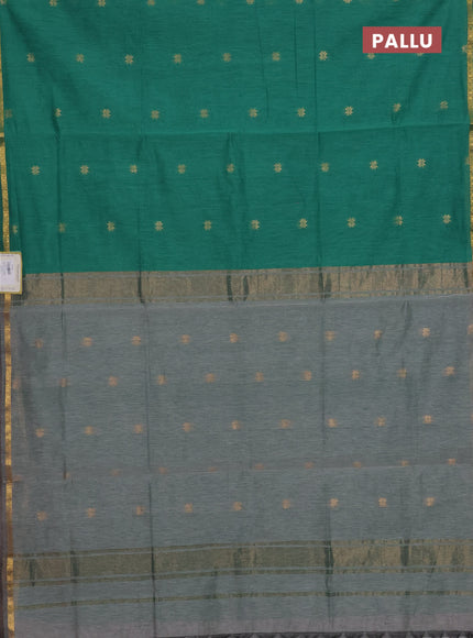 Green & Grey Semi Maheshwari Cotton - Buttas