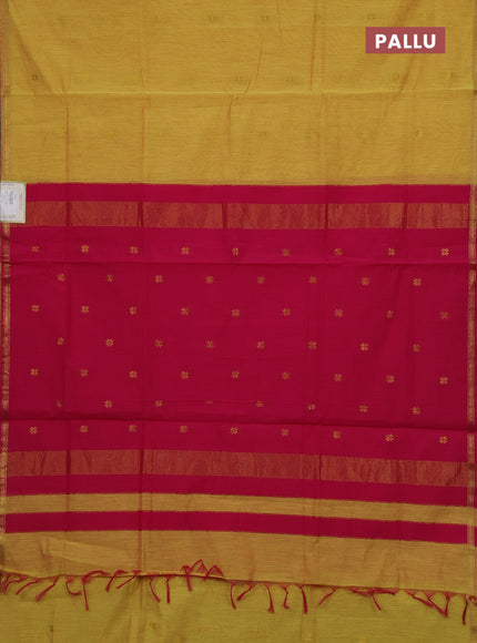 Yellow & Pink Semi Maheshwari Cotton - Buttas
