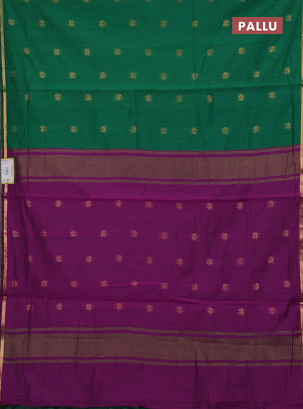 Green & Purple Semi Maheshwari Cotton - Buttas