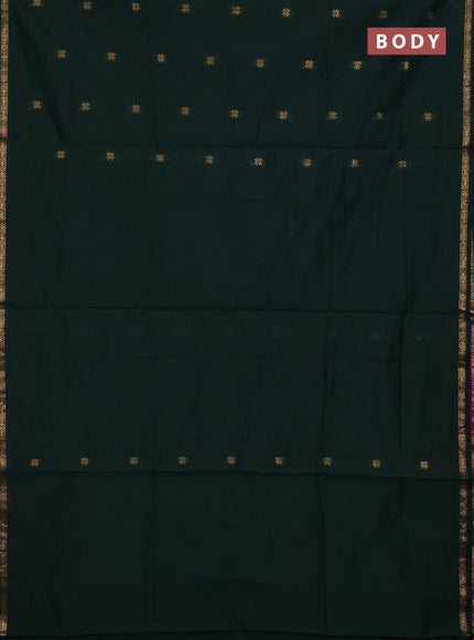 Bottle Green & Purple Semi Maheshwari Cotton - Buttas