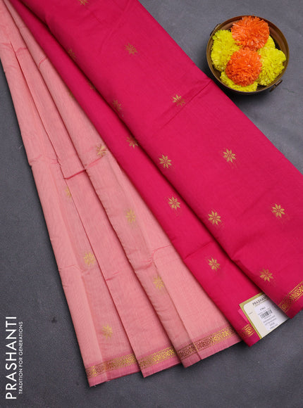 Peach & Pink Semi Maheshwari Cotton - Buttas