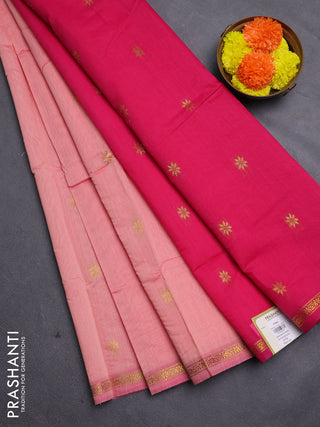 Peach & Pink Semi Maheshwari Cotton - Buttas