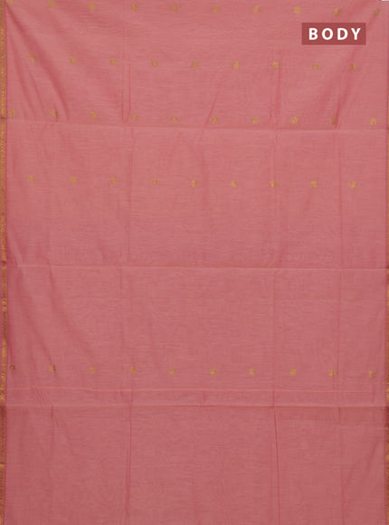 Peach & Pink Semi Maheshwari Cotton - Buttas