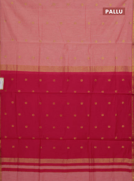 Peach & Pink Semi Maheshwari Cotton - Buttas