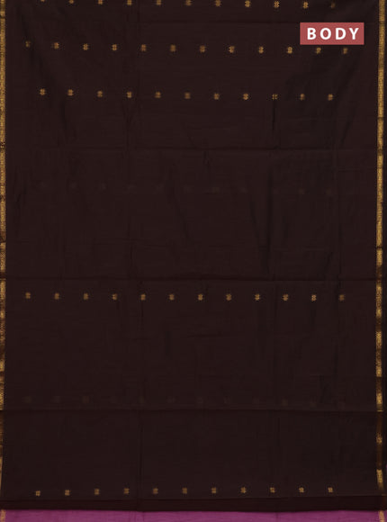 Coffee Brown & Mauve Pink Semi Maheshwari Cotton - Buttas