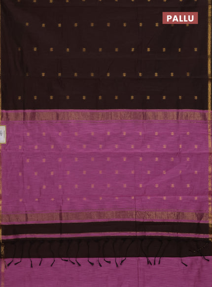Coffee Brown & Mauve Pink Semi Maheshwari Cotton - Buttas