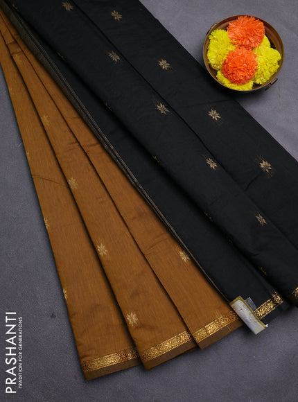 Mustard Yellow & Black Semi Maheshwari Cotton - Buttas