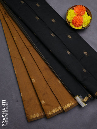 Mustard Yellow & Black Semi Maheshwari Cotton - Buttas