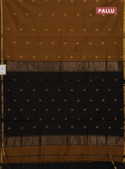 Mustard Yellow & Black Semi Maheshwari Cotton - Buttas