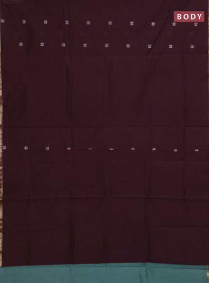 Wine & Pastel Green Semi Maheshwari Cotton - Buttas