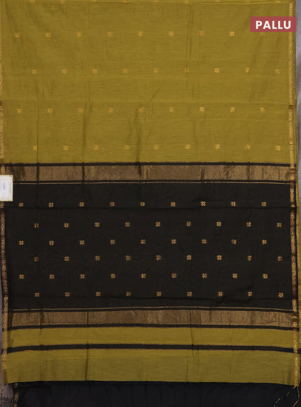 Mehendi Green & Black Semi Maheshwari Cotton - Buttas