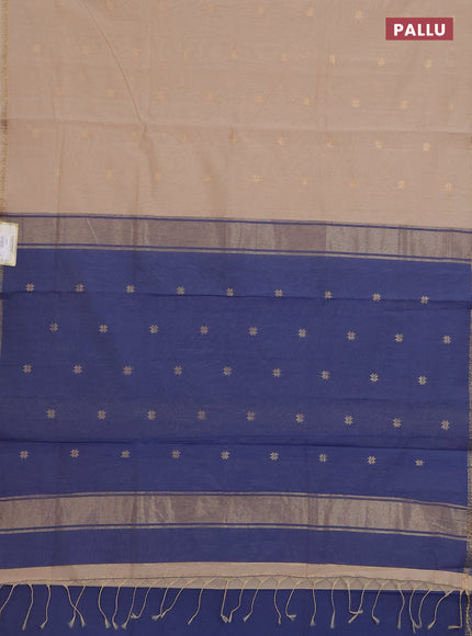 Beige & Blue Semi Maheshwari Cotton - Buttas