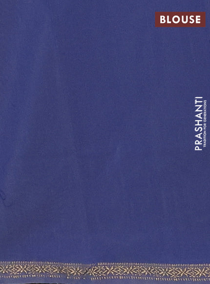 Beige & Blue Semi Maheshwari Cotton - Buttas