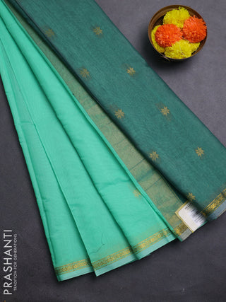 Teal Green & Green Semi Maheshwari Cotton - Buttas