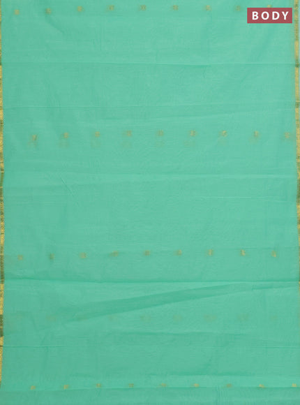 Teal Green & Green Semi Maheshwari Cotton - Buttas