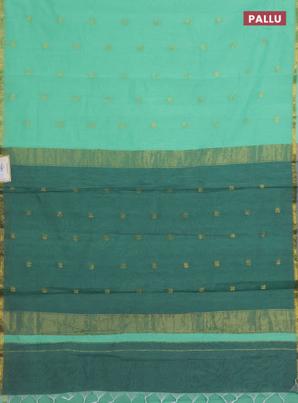 Teal Green & Green Semi Maheshwari Cotton - Buttas
