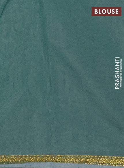 Teal Green & Green Semi Maheshwari Cotton - Buttas