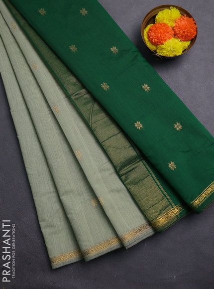 Elaichi Green & Green Semi Maheshwari Cotton - Buttas