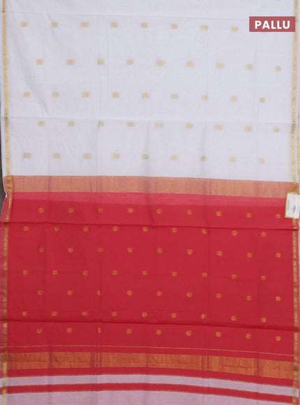 Off White & Red Semi Maheshwari Cotton - Buttas