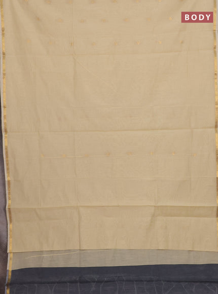 Beige & Grey Semi Maheshwari Cotton - Buttas
