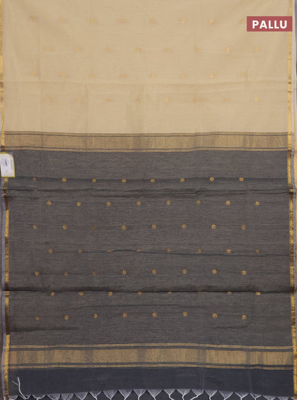 Beige & Grey Semi Maheshwari Cotton - Buttas