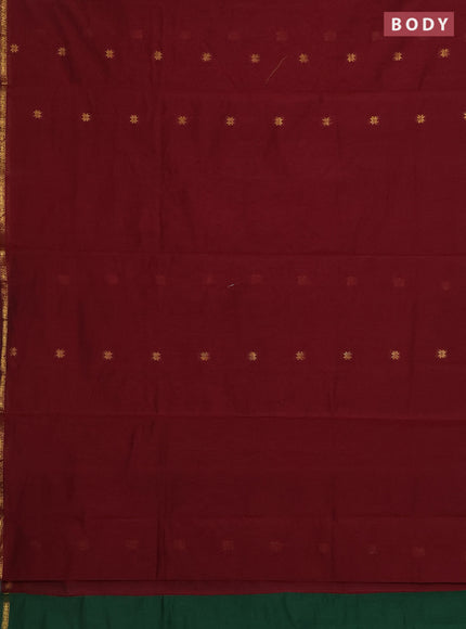 Maroon & Green Semi Maheshwari Cotton - Buttas