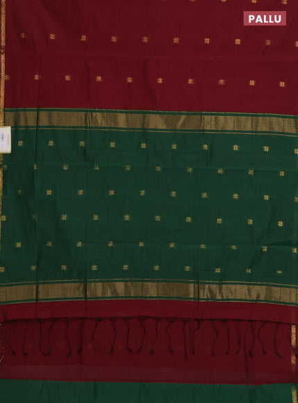 Maroon & Green Semi Maheshwari Cotton - Buttas