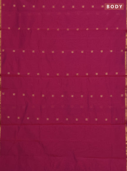 Magenta Pink & Blue Semi Maheshwari Cotton - Buttas
