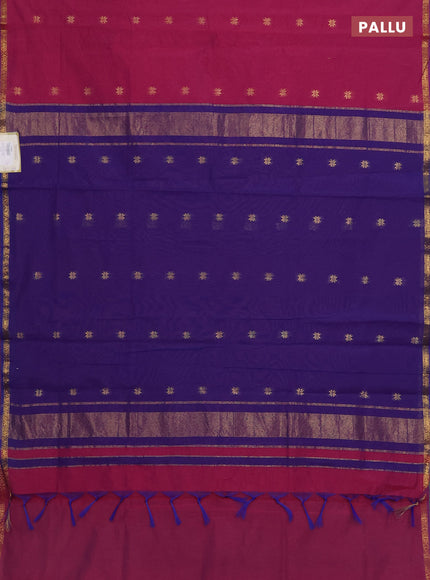 Magenta Pink & Blue Semi Maheshwari Cotton - Buttas
