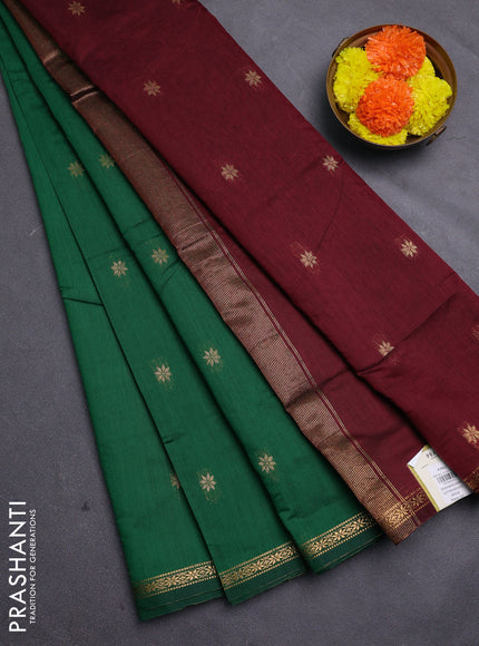 Green & Maroon Semi Maheshwari Cotton - Buttas