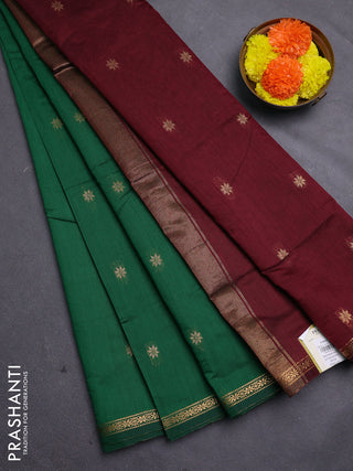 Green & Maroon Semi Maheshwari Cotton - Buttas