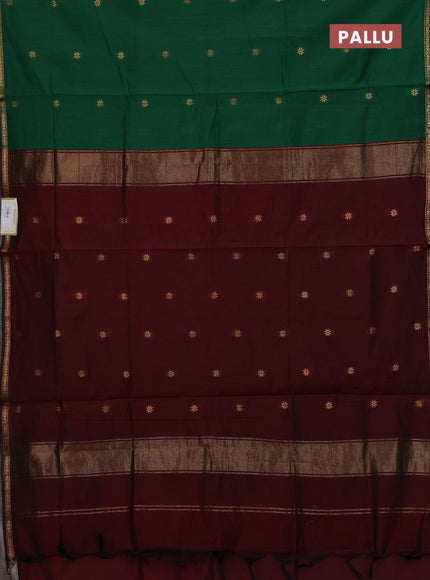 Green & Maroon Semi Maheshwari Cotton - Buttas