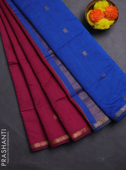 Magenta Pink & Blue Semi Maheshwari Cotton - Buttas