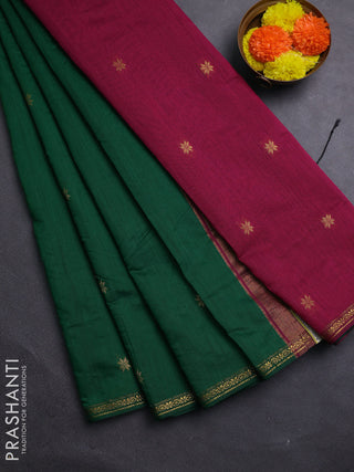 Green & Magenta Pink Semi Maheshwari Cotton - Buttas