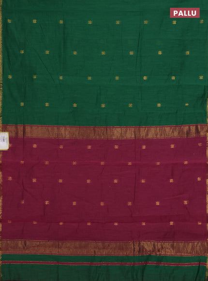 Green & Magenta Pink Semi Maheshwari Cotton - Buttas