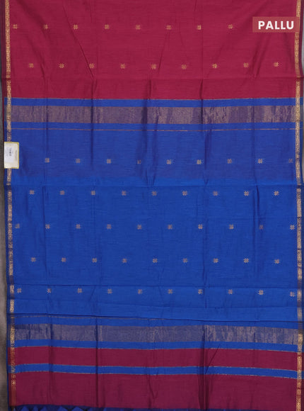 Magenta Pink & Blue Semi Maheshwari Cotton - Buttas