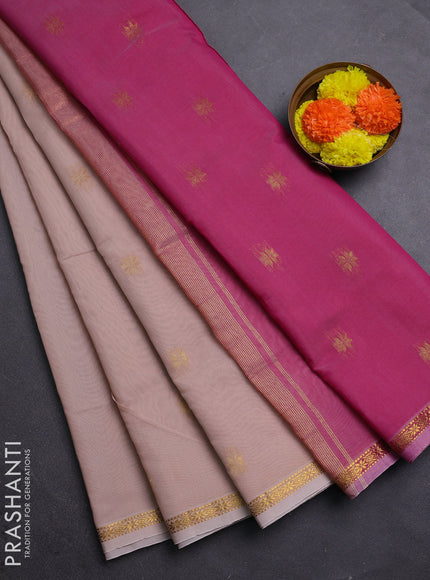 Beige & Pink Semi Maheshwari Cotton - Buttas